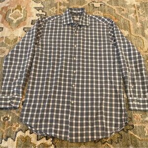Peter Millar Long Sleeve Button Down Men's Color Grey Check Size Medium Flaws